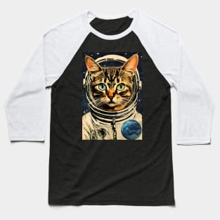 Astronaut Cat in Space Vintage Surreal Art Baseball T-Shirt